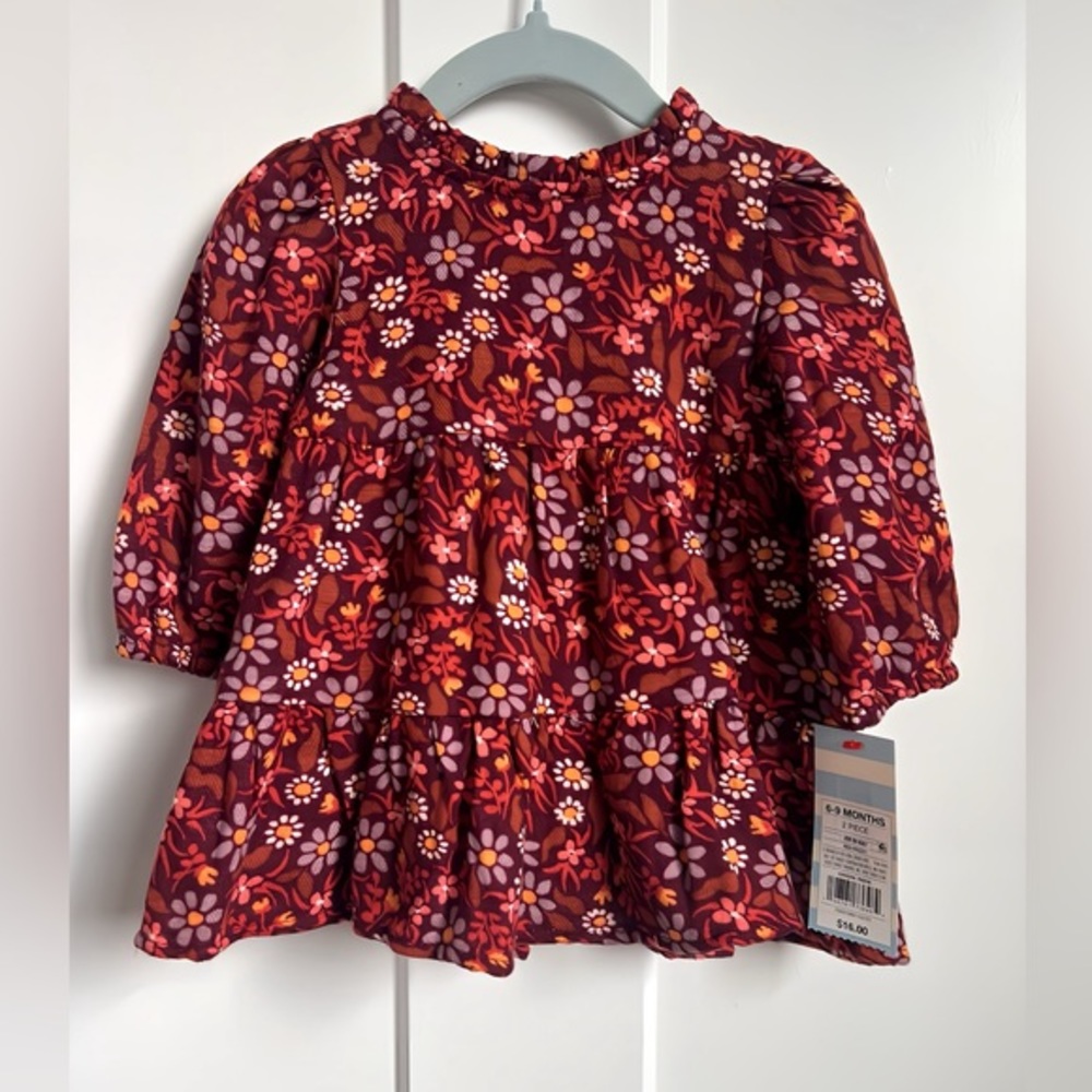 NWT, Cat & Jack Floral 2pc Set, Sz 6-9m